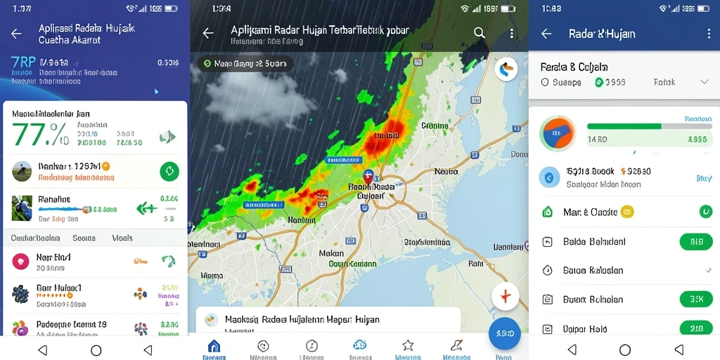 Antarmuka aplikasi <strong>77RP</strong> menampilkan radar hujan yang interaktif dan informatif.