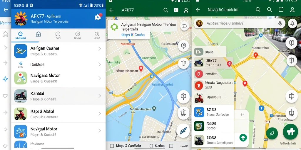 Antarmuka aplikasi AFK77 yang menunjukkan fitur navigasi motor.