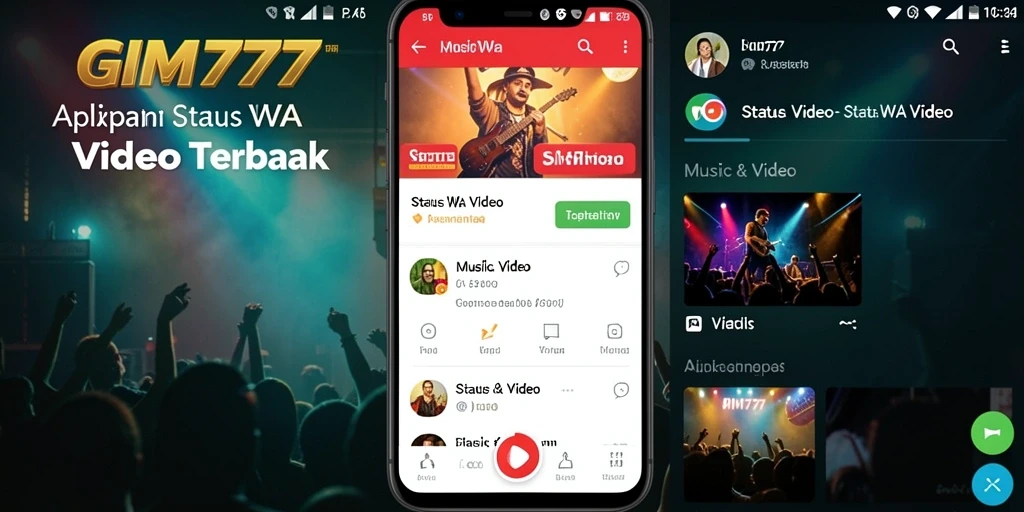 Tampilan antarmuka GIM777 yang sederhana dan intuitif untuk status WA Video.