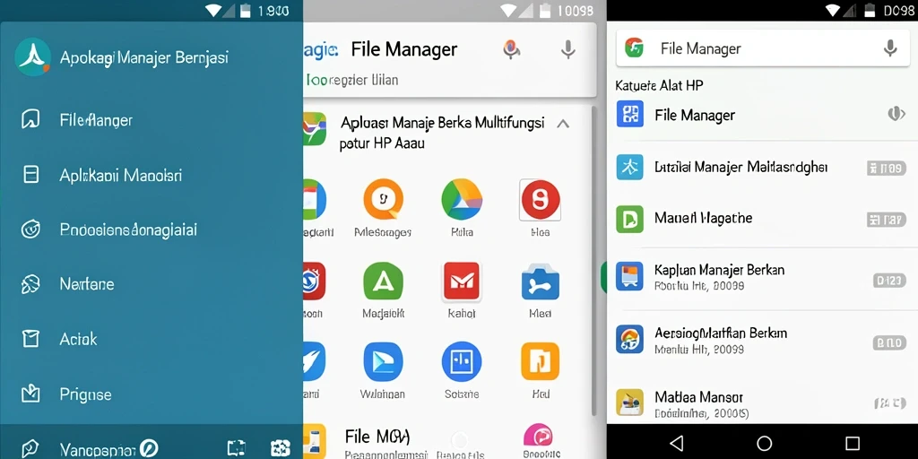 Antarmuka pengguna aplikasi File Manager ID098 yang sederhana dan efektif.
