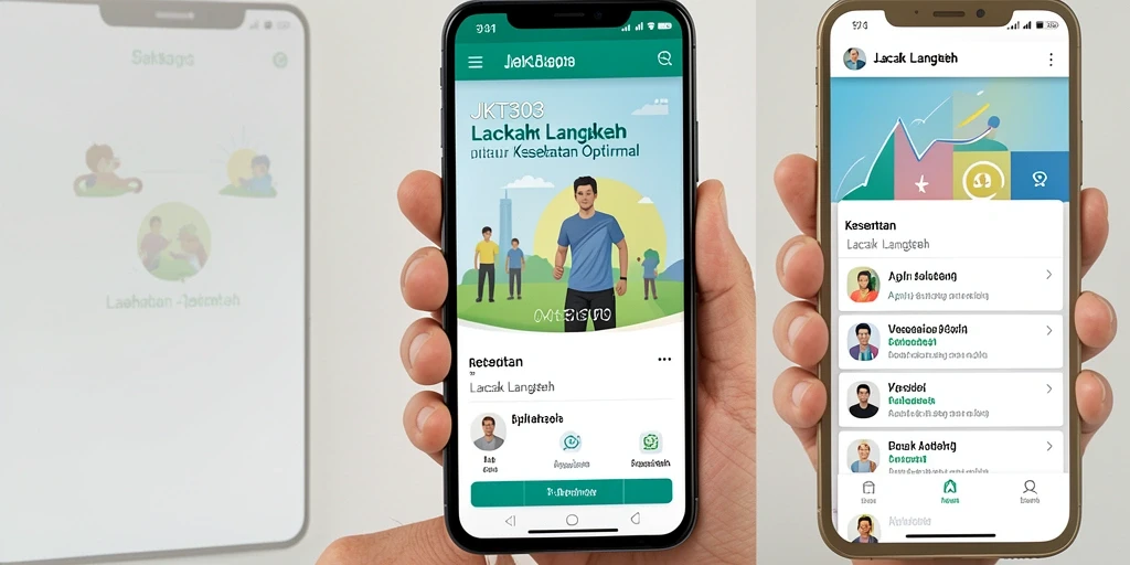 Tampilan inti aplikasi JKT303 dengan fungsi pelacakan langkah yang lengkap.