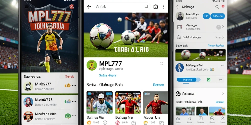 Antarmuka aplikasi MPL777 dengan berita olahraga bola terbaru.