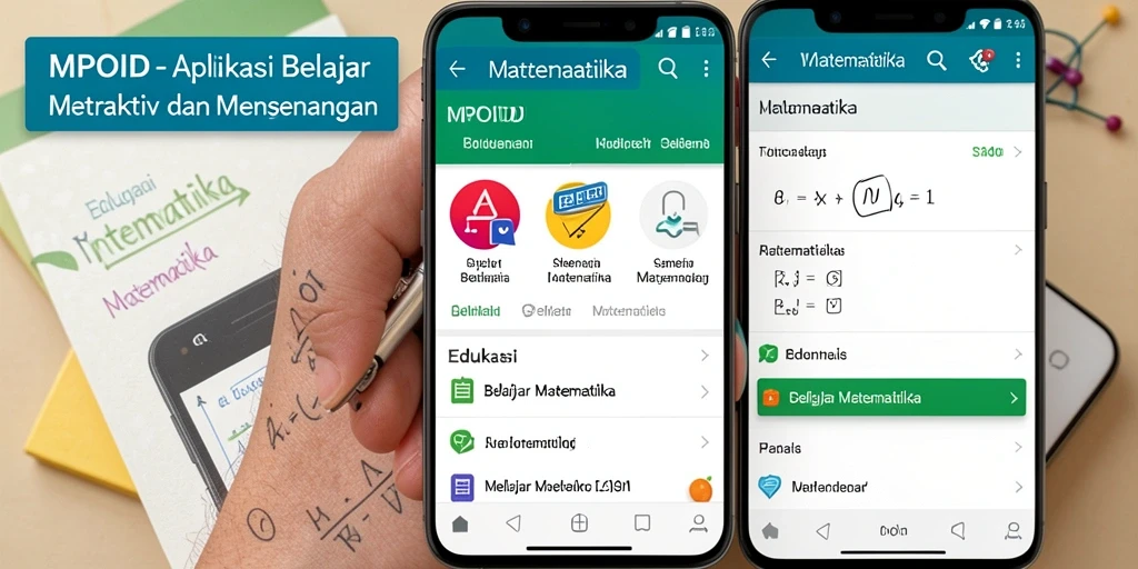 Antarmuka aplikasi MPOID yang menarik untuk belajar Matematika.