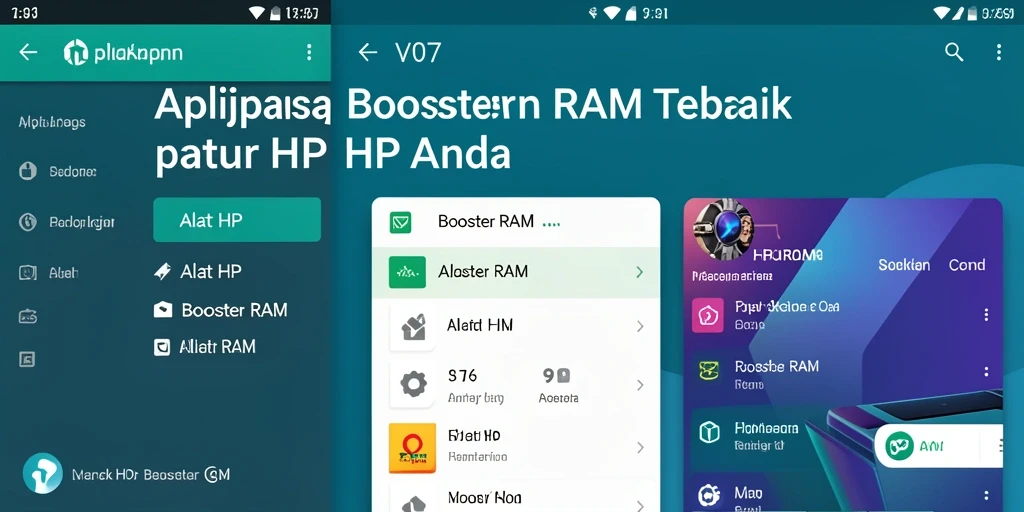 Screenshot utama V07 dengan antarmuka Booster RAM yang menarik.