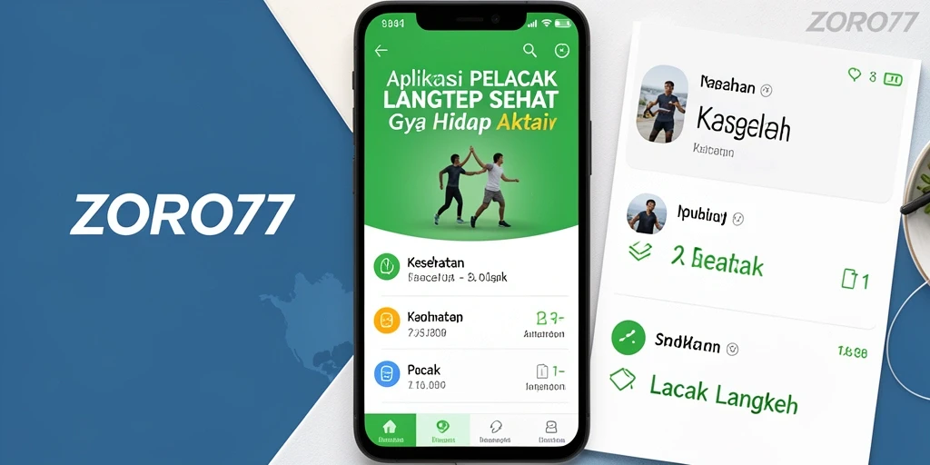 Tampilan antarmuka <strong>ZORO77</strong> yang menarik dan informatif untuk pelacakan langkah.